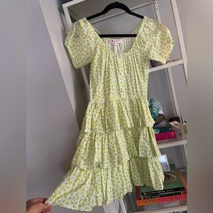 Caroline Constas Lemon Print Mini Ruffle dress Small